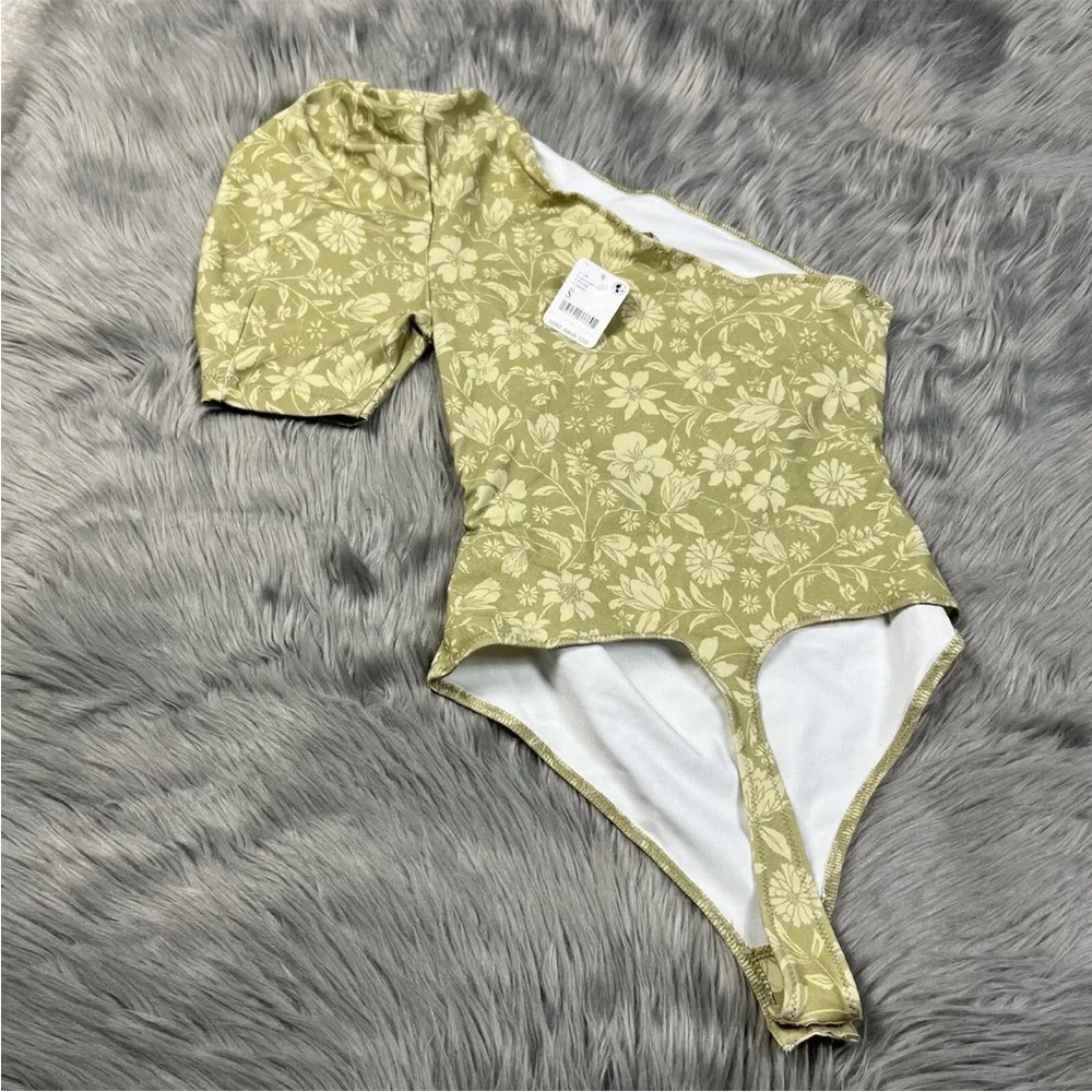 Free People Somethin Bout You Cactus Combo One Shoulder Thong Bodysuit